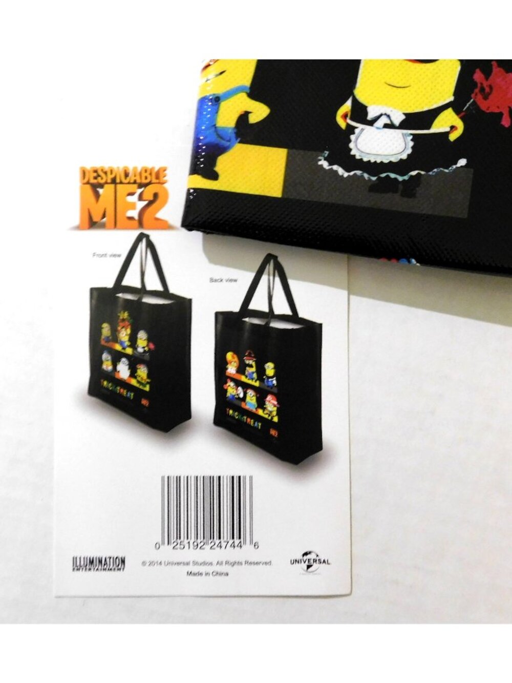 Minions Despicable Me 2 Trick-Or-Treat Halloween Bag Black 2014 Reuse able NEW